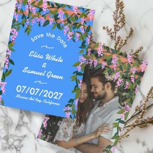 Blauregen Blumen Hochzeit Individuelles Foto Braut Save The Date