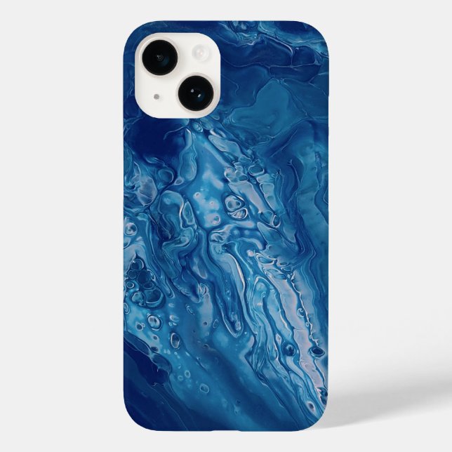 Blaurosa Akryllische Beschichtung Abstrakter Fluid Case-Mate iPhone 14 Hülle (Rückseite)