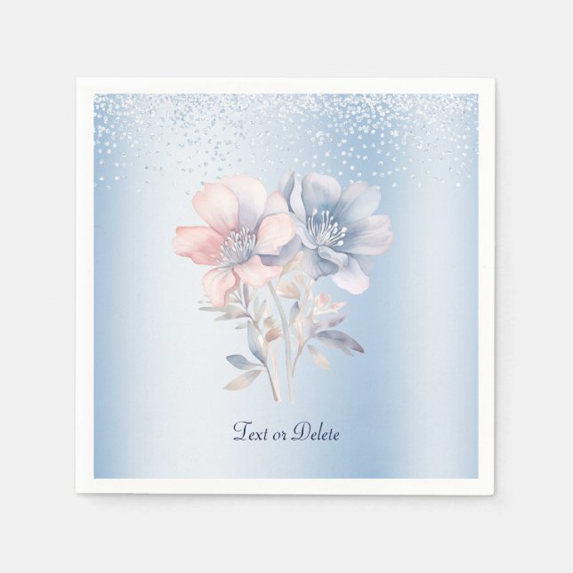 Blaurosa Blume Napkins Serviette (Vorderseite)