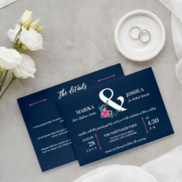Blaurosa BlütenAmpersand 2 in 1 Hochzeit Einladung