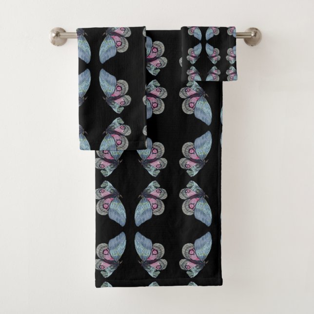 Blaurosa Exotische Schmetterlinge Muster Badhandtuch Set (Insitu)