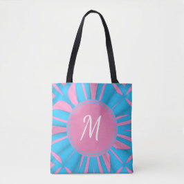 Blaurosa Farbmuster Monogramm personalisieren Tasche