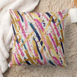 Blaurosa Farbstreifen Abstraktes Muster Kissen
