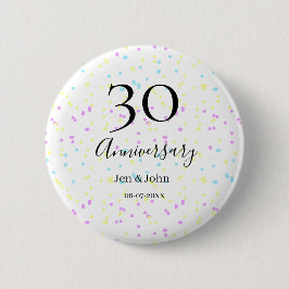 Blaurosa gelbe Polka Punkte 30-jähriger Jubiläumsn Button