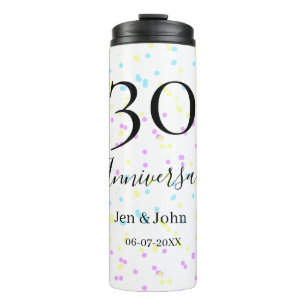 Blaurosa gelbe Polka Punkte 30-jähriger Jubiläumsn Thermosbecher