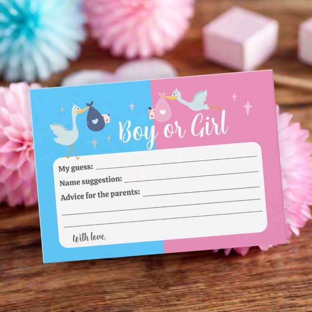 Blaurosa Geschlecht: Vorhersagen und Advice Game Hinweiskarte (Blue Pink Gender Reveal Predictions & Advice Game
)
