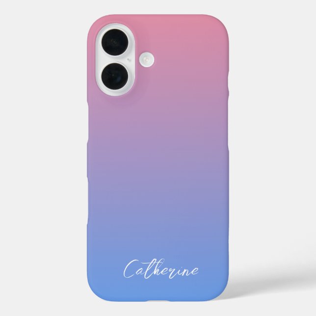 Blaurosa Gradient Moderner Minimaler Name für den  iPhone 16 Hülle (Rückseite)