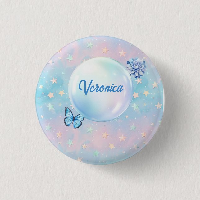 Blaurosa Gradient Starry Hintergrund Button (Vorderseite)