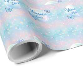 Blaurosa Gradient Starry Hintergrund Geschenkpapier