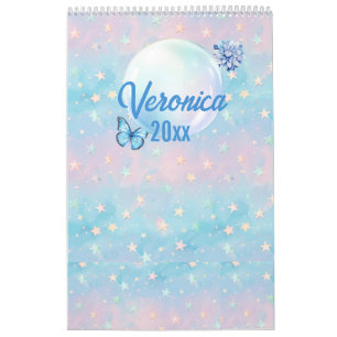 Blaurosa Gradient Starry Hintergrund Kalender