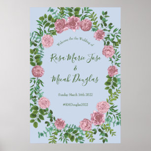 Blaurosa Hochzeitsblumenblüten - Rose Poster
