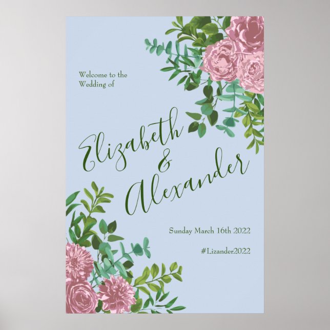 Blaurosa Hochzeitsblumenblüten - Rose Poster (Vorne)