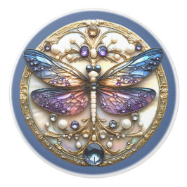 Blaurosa Libelle Perlen Wertvolle Steine Keramikknauf