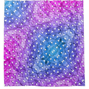 Blaurosa lila Blume des Lebens, ängstliche Geometr Duschvorhang