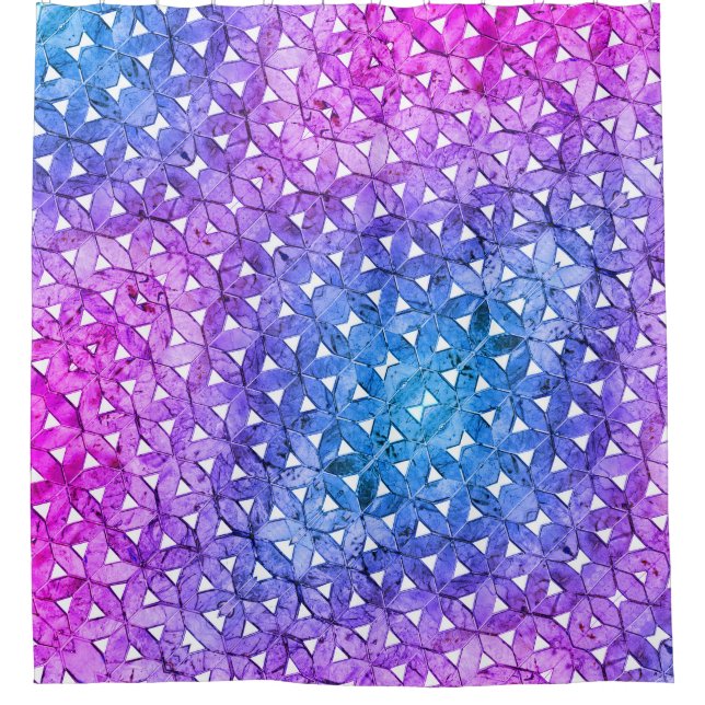 Blaurosa lila Blume des Lebens, ängstliche Geometr Duschvorhang (Vorderseite)
