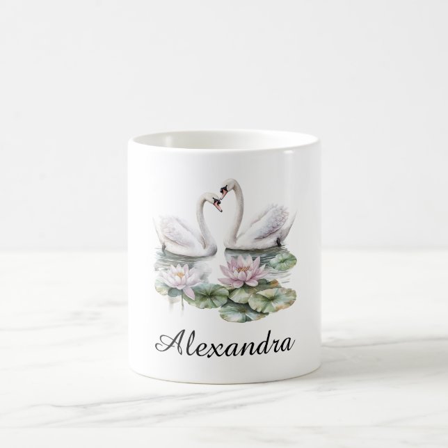 Blaurosa Lotus Blume Swans Kaffeetasse (Mittel)
