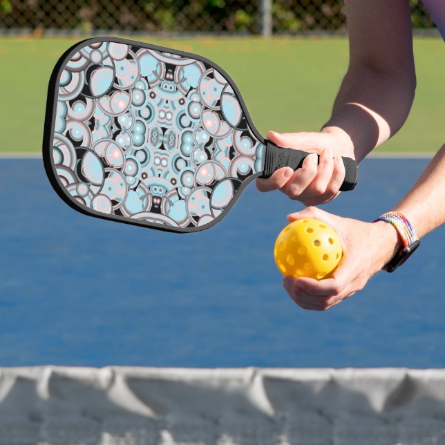 Blaurosa Mocha Schwarzes Farbmuster Pickleball Schläger (InSitu)