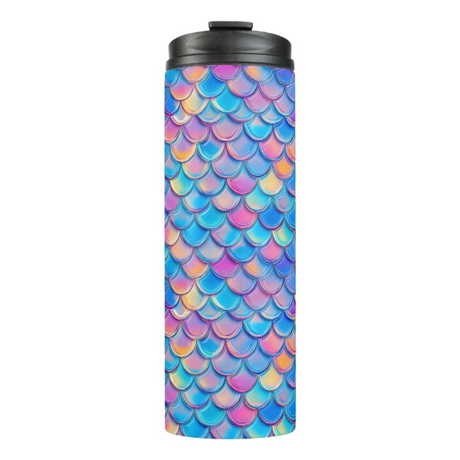 Blaurosa Neonskala Thermosbecher (Vorderseite)