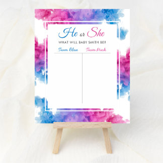 Blaurosa Rauch Baby Gender Reveal Party Abstimmung Poster