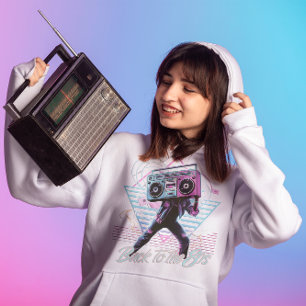 Blaurosa Retro Zurück zum 80er Hoodie Sweatshirt