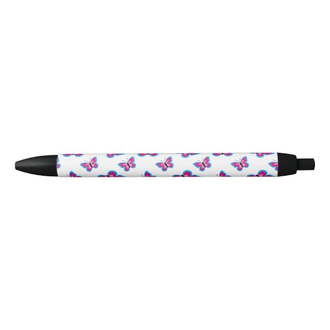 Blaurosa Schmetterlingsmuster Kugelschreiber (Vorderseite)