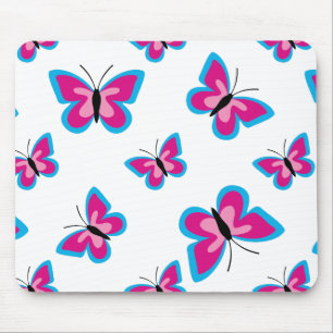 Blaurosa Schmetterlingsmuster Mousepad