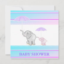 Blaurosa UMBRELLA BABY SHOWER EINLADUNG