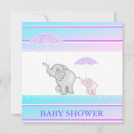 Blaurosa UMBRELLA BABY SHOWER EINLADUNG