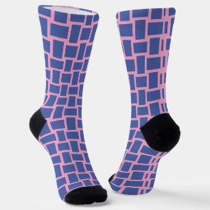 Blaurosa Weblockenmuster Socken