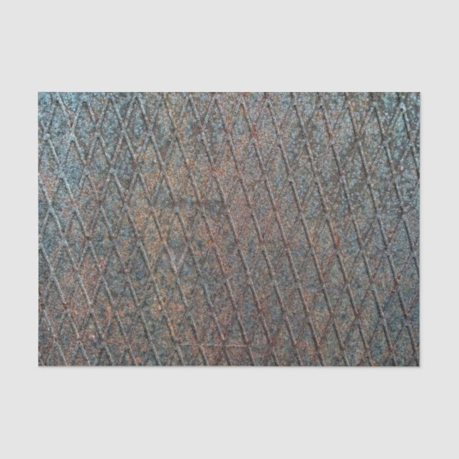 Blaurost-Diamant-Formmetallmuster Seidenpapier (Vorderseite)