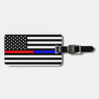 Blaurot-dünne Linie Polizei Feuerwehr Symbol usa