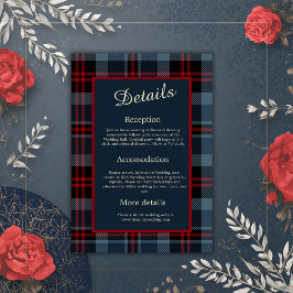 Blaurot-Schottische Hochzeit keltischer Tartan kar Begleitkarte