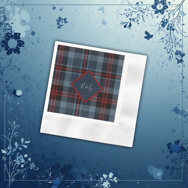 Blaurot-schwarz-keltisches Tartan-Muster Serviette (Von Creator hochgeladen)