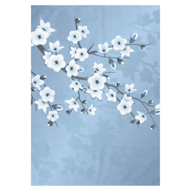 Blauschimmerndes Kirschblossom Tischdecke (Vorderseite)