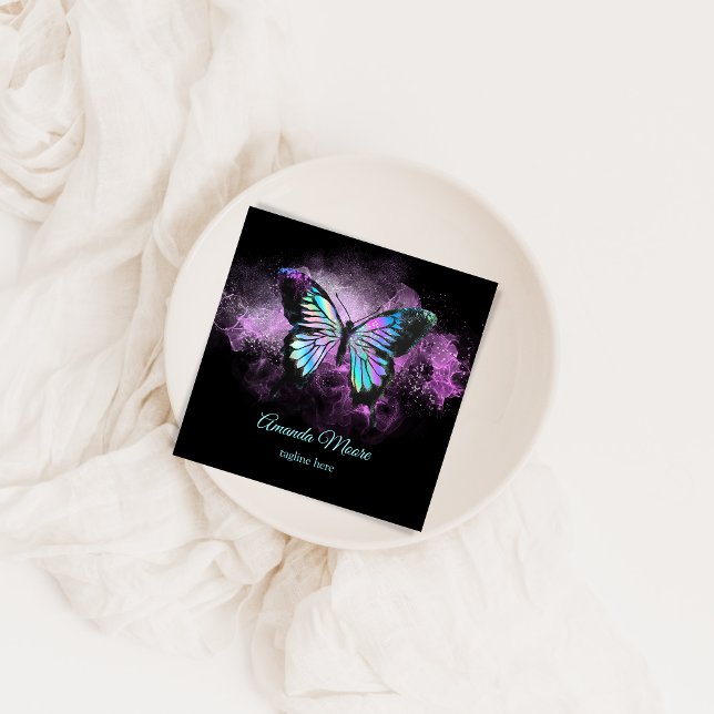Blauschmetterling-Rettungsassistent Holograph Opal Quadratische Visitenkarte (Von Creator hochgeladen)