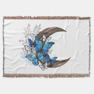 Blauschmetterlinge auf Holzhalbzeugen Decke