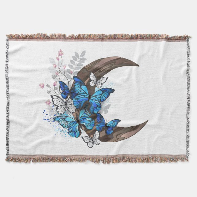 Blauschmetterlinge auf Holzhalbzeugen Decke (Vorderseite)