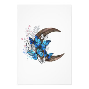 Blauschmetterlinge auf Holzhalbzeugen Fotodruck