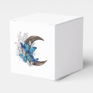 Blauschmetterlinge auf Holzhalbzeugen Geschenkschachtel