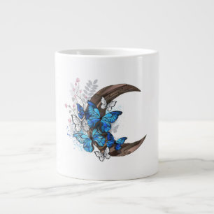 Blauschmetterlinge auf Holzhalbzeugen Jumbo-Tasse