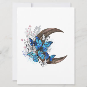 Blauschmetterlinge auf Holzhalbzeugen Karte