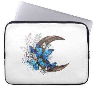 Blauschmetterlinge auf Holzhalbzeugen Laptopschutzhülle