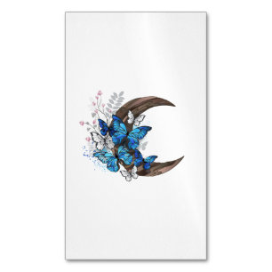 Blauschmetterlinge auf Holzhalbzeugen Magnetische Visitenkarte