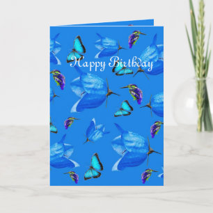 Blauschmetterlinge, Kingfisher und Glockenblume, B Karte