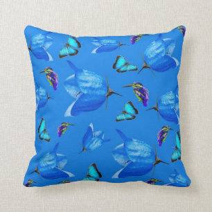 Blauschmetterlinge, Kingfisher und Glockenblume, B Kissen