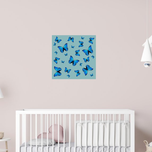 Blauschmetterlinge Poster (Kinderzimmer 2)