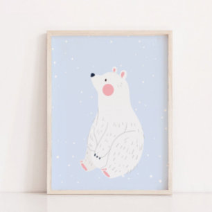 Blauschnee Winterpolar Kinderzimmer Wanddekor Poster