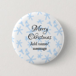 Blauschneeflocken Weihnachtsmuster Schneemuster Button