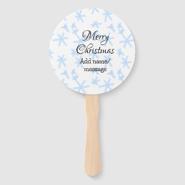 Blauschneeflocken Weihnachtsmuster Schneemuster Fächer (Vorderseite)