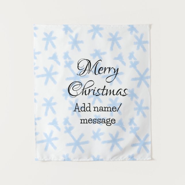 Blauschneeflocken Weihnachtsmuster Schneemuster Wandteppich (Vorderseite)